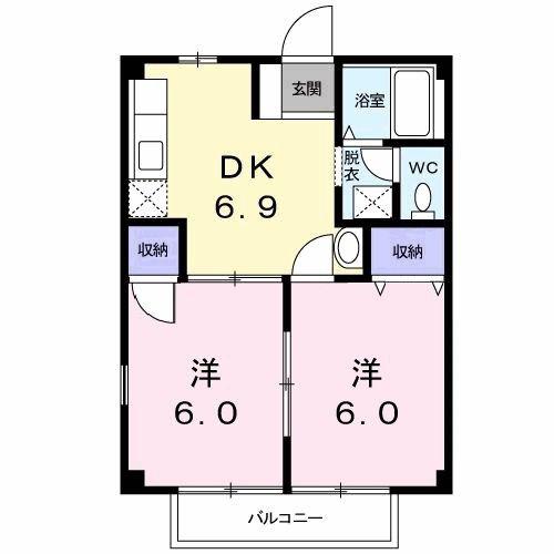 第2龍球園ハイツ(2DK/2階)の間取り写真