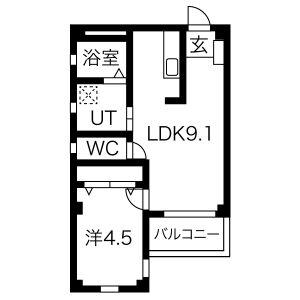 ナイスコーポ豊津(1LDK/3階)の間取り写真