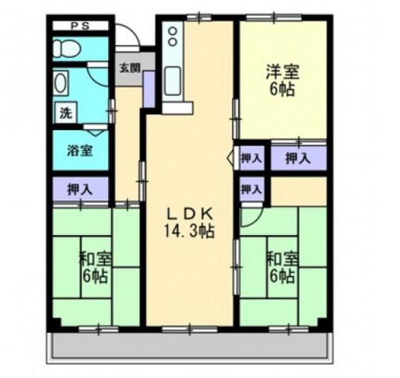 パルクベールチボリ(3LDK/3階)の間取り写真