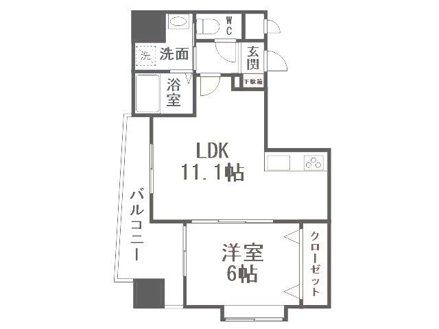 サンシャイン・マリンズ井堀(1LDK/6階)の間取り写真