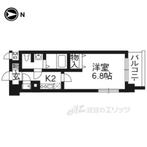 アクアプレイス京都聖護院601(1K/6階)の間取り写真