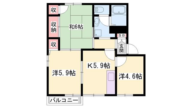 アイクスコート K(3K/2階)の間取り写真