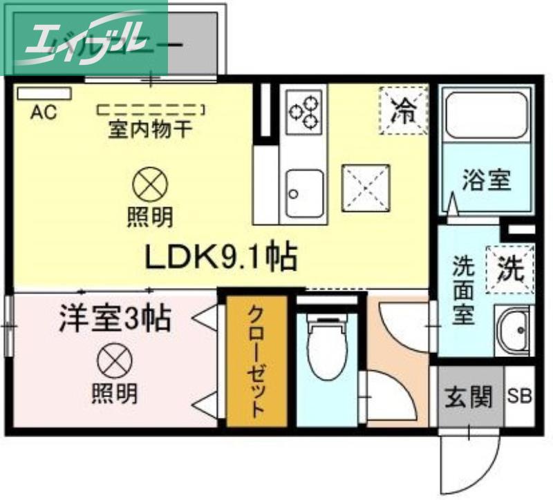 ELPIS I I棟(1LDK/1階)の間取り写真