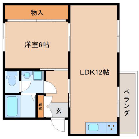 中田ハイツ(1LDK/3階)の間取り写真