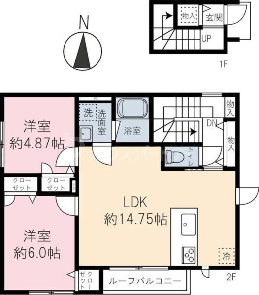 ガーデニア双葉町(2LDK/2階)の間取り写真