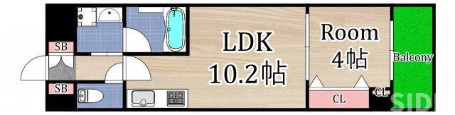 ラ・フォート城北公園(1LDK/7階)の間取り写真
