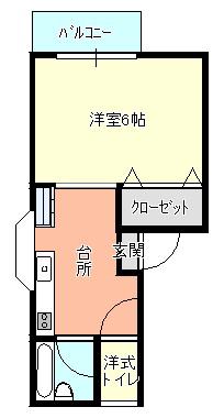 ハイムグレース201号(1DK/2階)の間取り写真