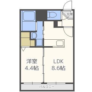 CITY RESIDENCE新道東(1LDK/1階)の間取り写真