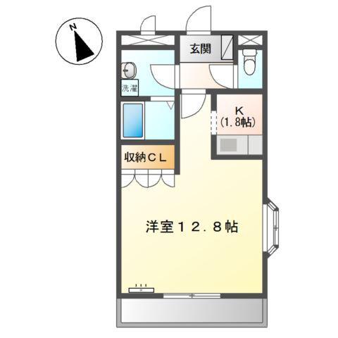 ペイザージュ(ワンルーム/2階)の間取り写真