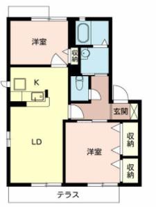 ガーデンパークC棟(2LDK/2階)の間取り写真
