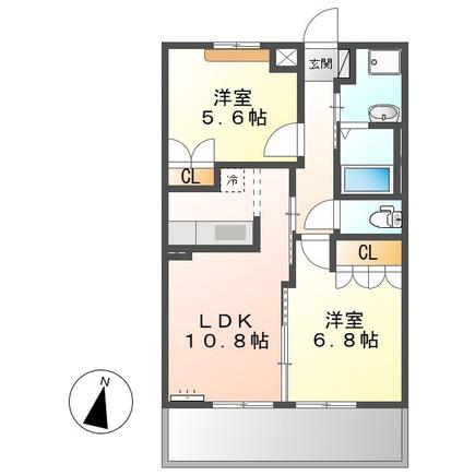 アンジェリーク(2LDK/2階)の間取り写真