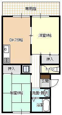 プレジール畑尾(2DK/1階)の間取り写真