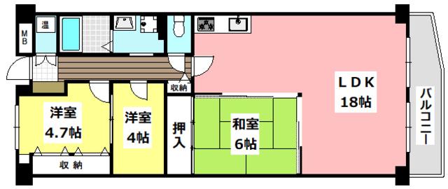 シャルム千里丘(3LDK/5階)の間取り写真