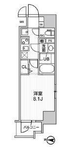 ROOTS KIKUKAWA(1LDK/7階)の間取り写真