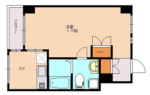 KDXレジデンス西新(1DK/5階)の間取り写真