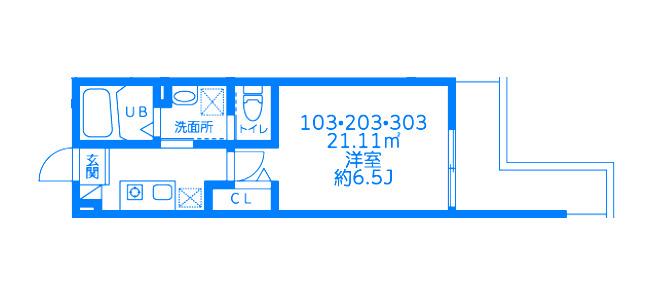 BEYOND菊名(1K/2階)の間取り写真