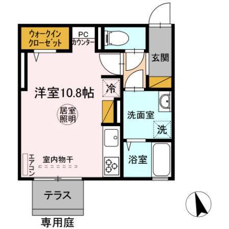 ニーナサクレ(ワンルーム/1階)の間取り写真