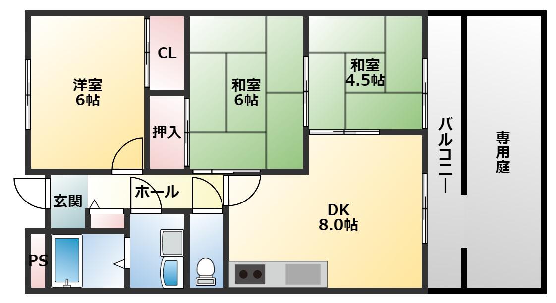 ミラーハイツタバタ(3DK/1階)の間取り写真