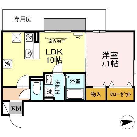 メゾンシャルム春日(1LDK/1階)の間取り写真