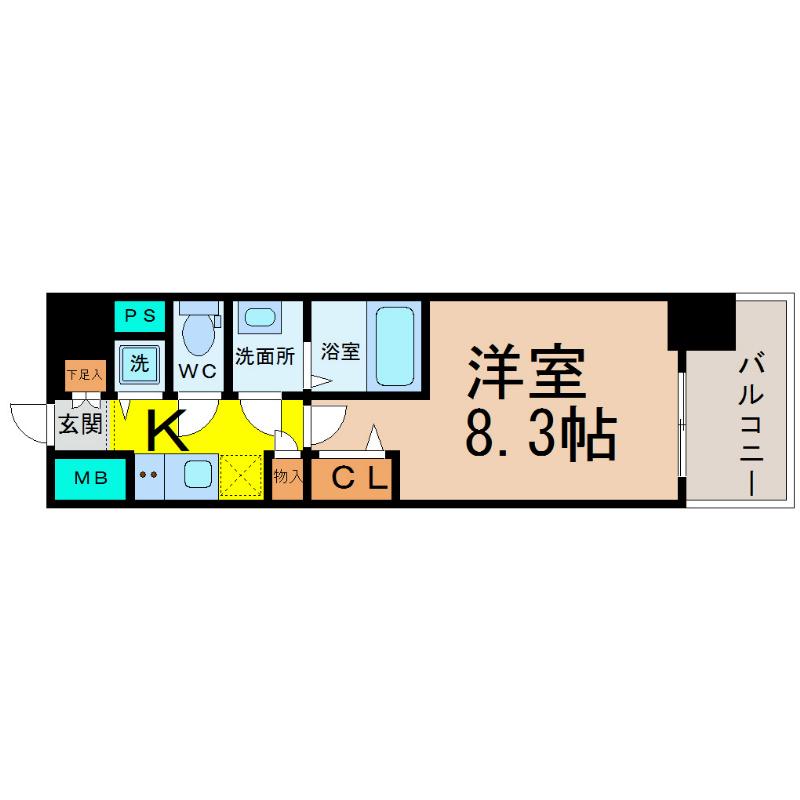プレサンス錦ラウム(1K/3階)の間取り写真