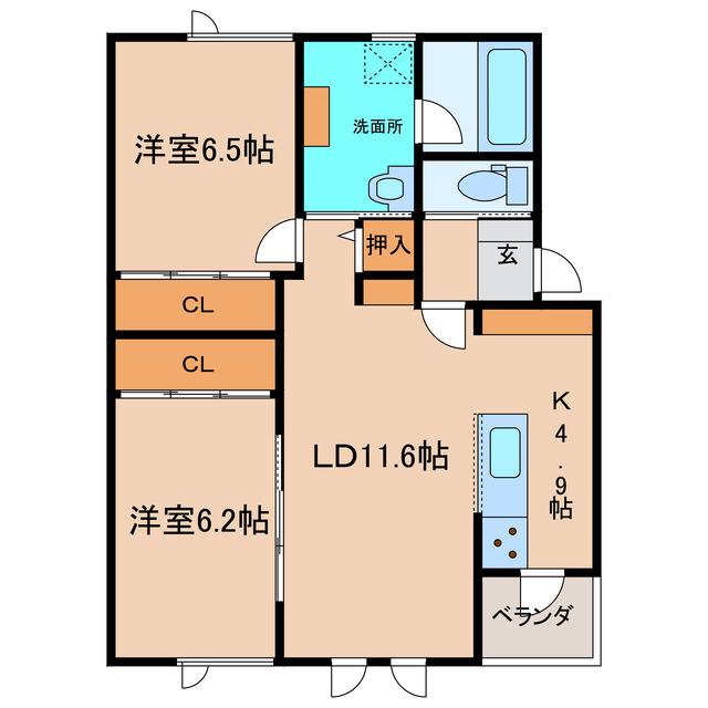 TOWN東11南5(2LDK/3階)の間取り写真