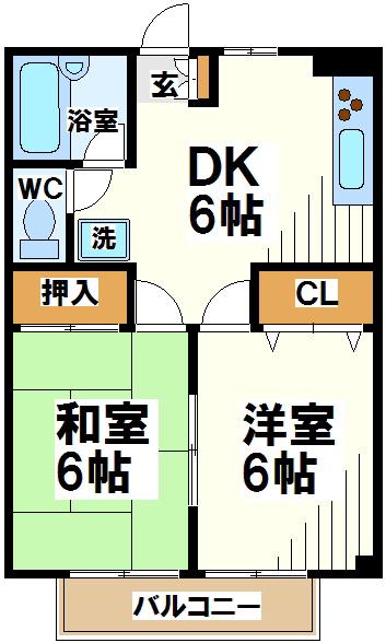 エスポワール西調布(2DK/3階)の間取り写真
