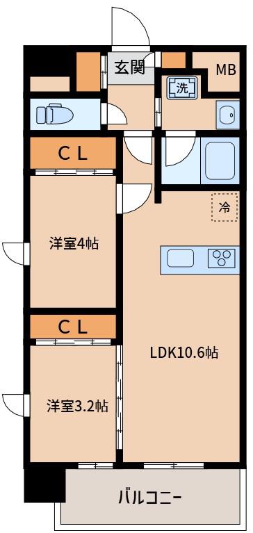 シーズンフラッツ新大阪(2LDK/9階)の間取り写真