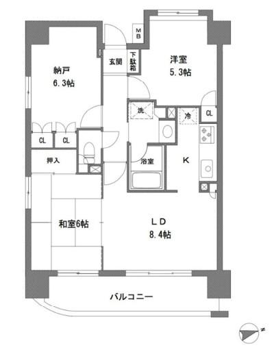 LA VITA 谷塚駅前II(2SLDK/3階)の間取り写真