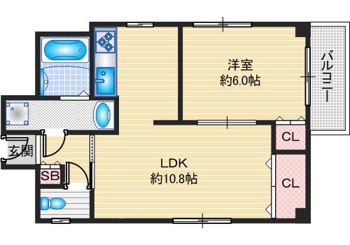 アーバンハイツ大住(1LDK/2階)の間取り写真