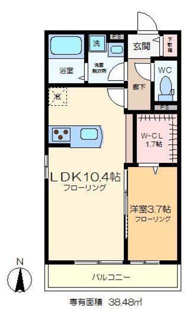 テラスオリーヴ(1LDK/3階)の間取り写真