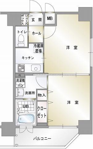 エンクレスト天神CLASS(2K/4階)の間取り写真