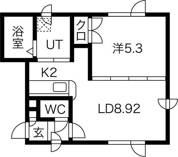 プリンス202(1DK/2階)の間取り写真