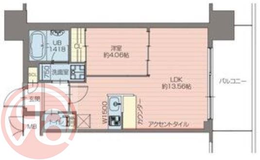 プレジオ弁天町(1LDK/15階)の間取り写真