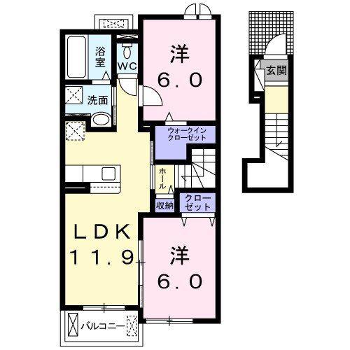 ルタン昆陽II(2LDK/2階)の間取り写真