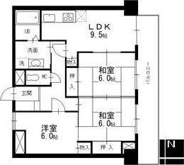 若葉ビル(3LDK/7階)の間取り写真
