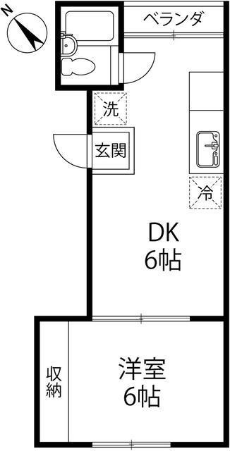 いつみハイツ(1DK/2階)の間取り写真