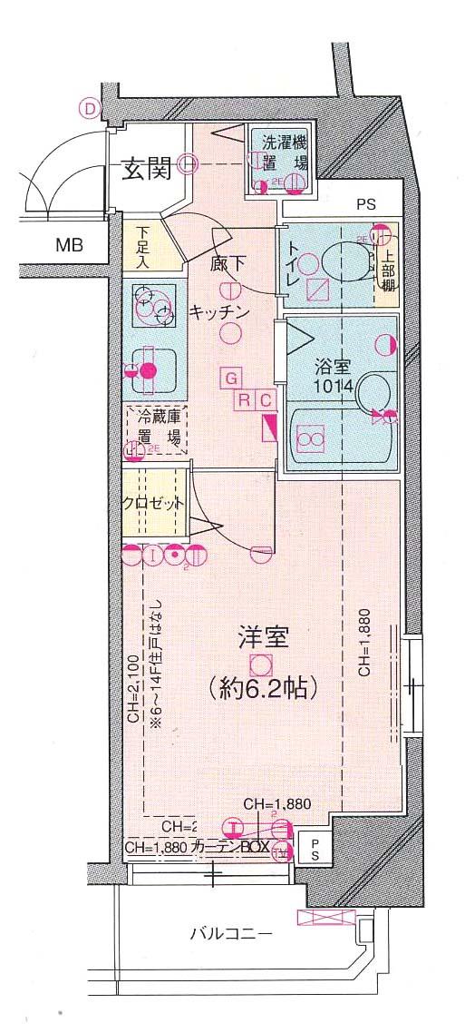 菱和パレス高輪タワー(1K/9階)の間取り写真