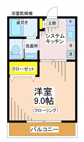 ハピネス(1K/2階)の間取り写真