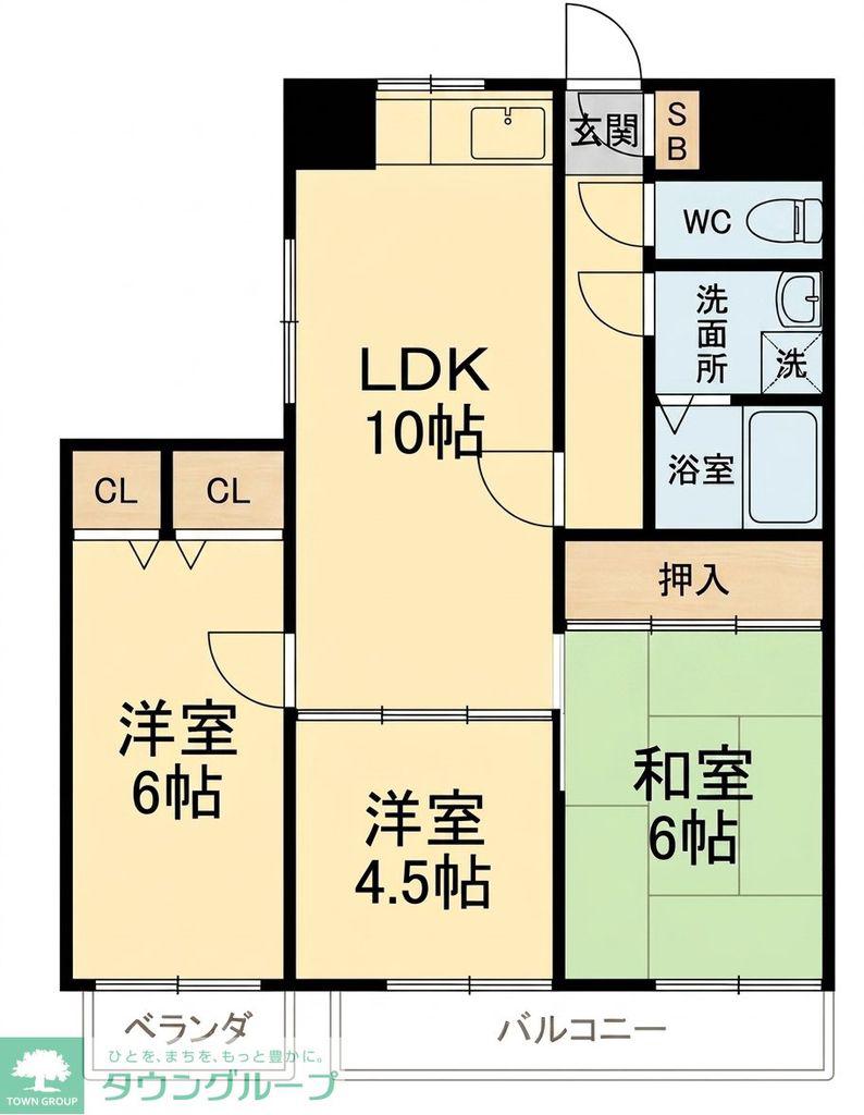 シティハイム田町(3LDK/4階)の間取り写真
