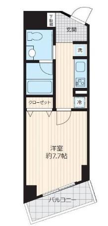 ロワジール三軒茶屋(1K/4階)の間取り写真