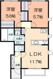 ラ・メゾン(2LDK/1階)の間取り写真
