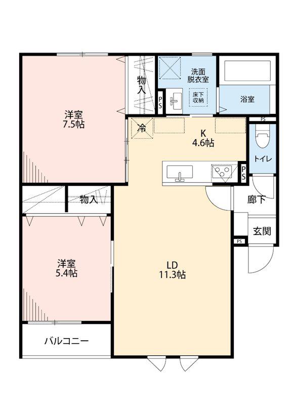 グローリオ伊勢(2LDK/1階)の間取り写真