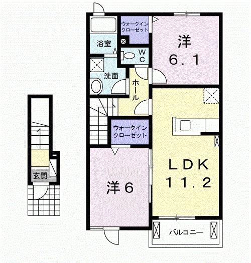 パストラール ライツI(2LDK/2階)の間取り写真