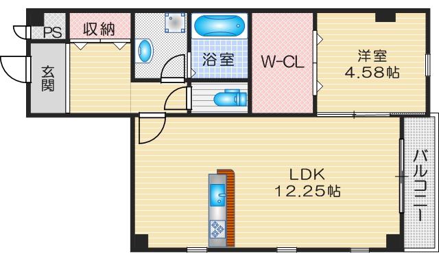 COLABO曽根駅前(1LDK/3階)の間取り写真