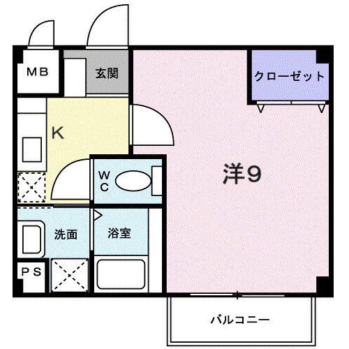 スカイハイツ(1K/2階)の間取り写真