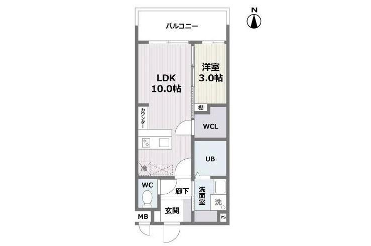 エフパルク大橋II(1LDK/3階)の間取り写真