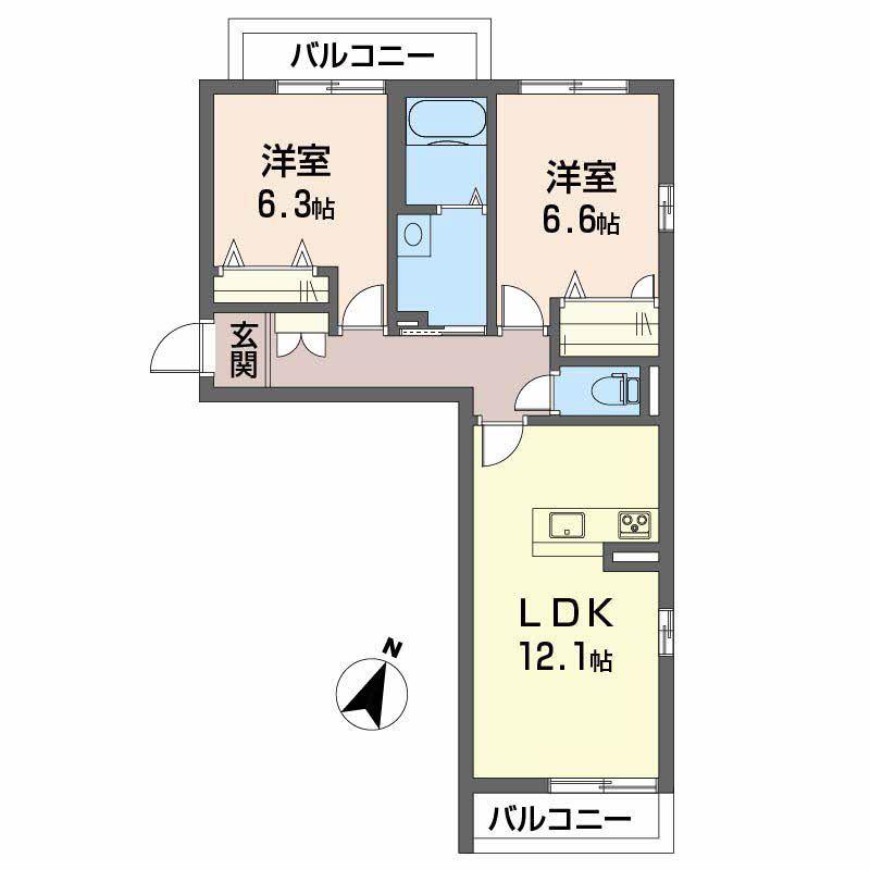 アーバンエクセルVIII(2LDK/1階)の間取り写真