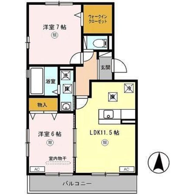 エルピーダ太田(2LDK/1階)の間取り写真