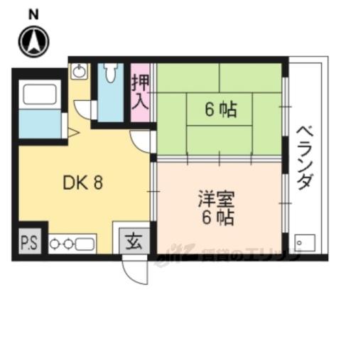 VIP一言寺(2DK/3階)の間取り写真