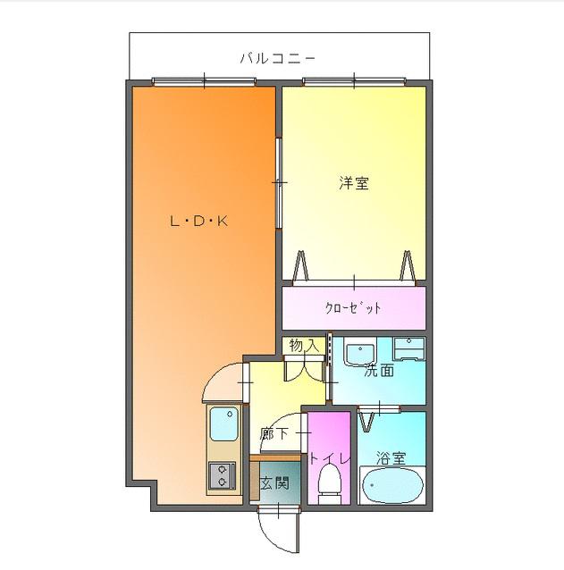 LS西松江城(1LDK/2階)の間取り写真